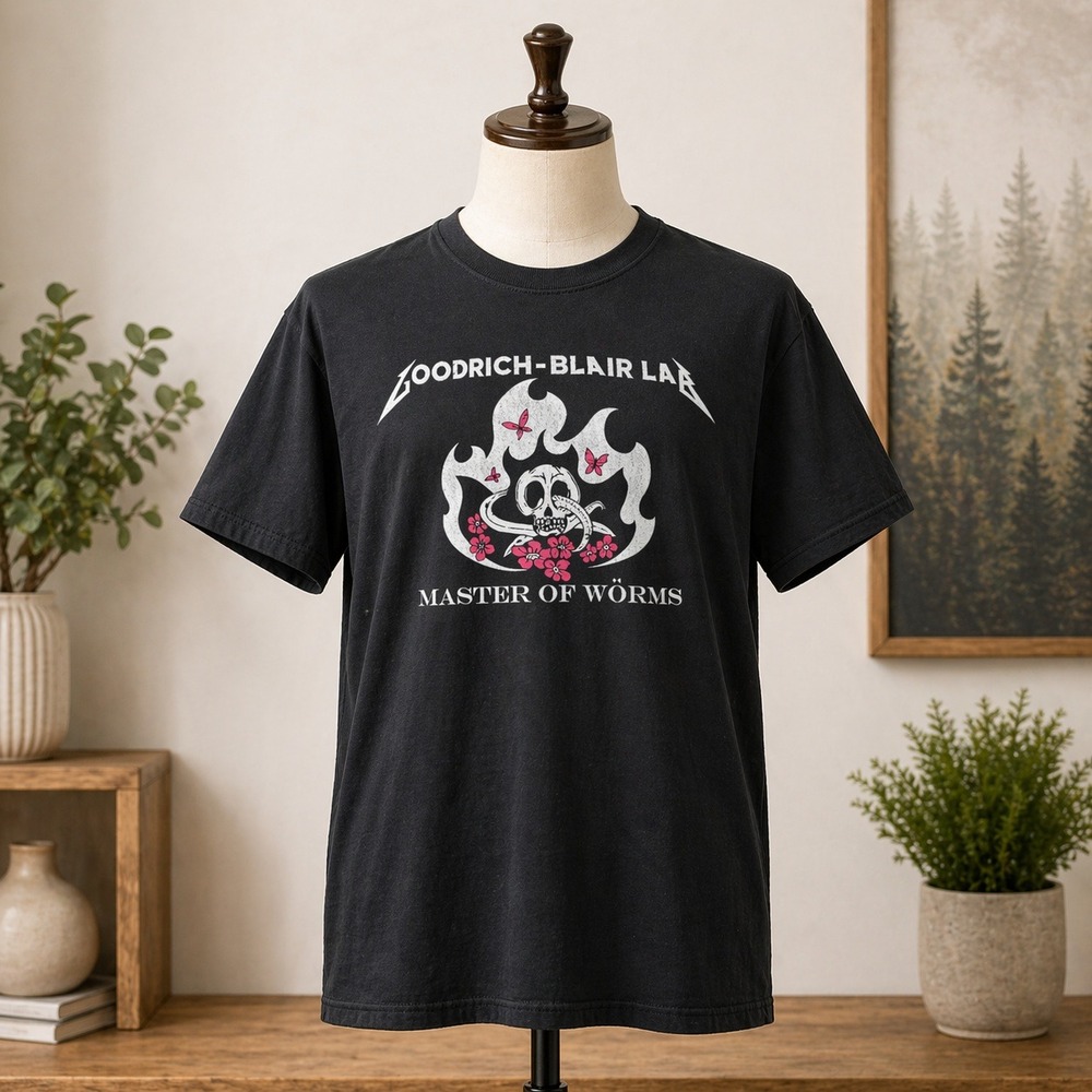 American Apparel Master of Worms Lab Parody‎ T-Shirt Mens Medium Black 2019 Tour